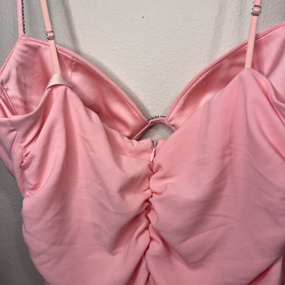 Oh Polly Blush Pink Draped Bodycon Dress with Embellished Straps - Picture 11 of 12